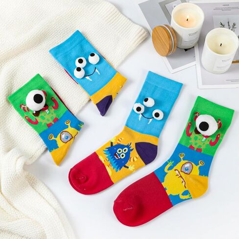 Ramede 2 Pairs Funny Christmas Socks Crazy Silly Socks for Women Men 3D Eyes Sock Novelty Gag Stocking Gifts for Birthday in Saudi Arabia