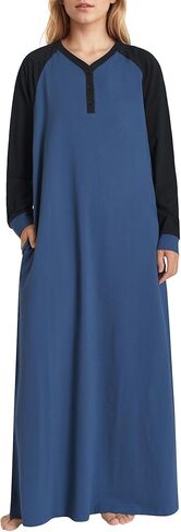 Latuza Women's Long Sleeve Cotton Nightgown with Pockets in Saudi Arabia