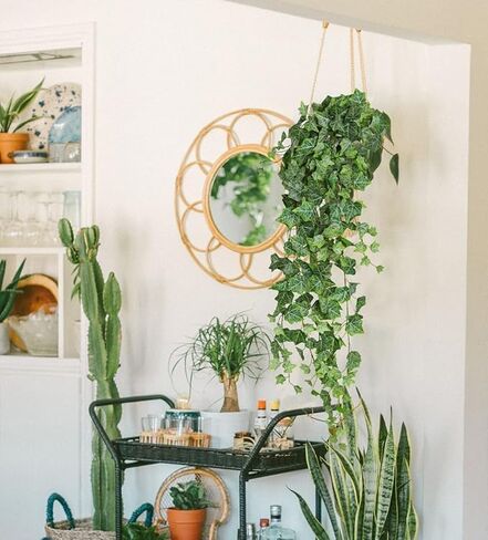 Fake Hanging Plant Greenery Artificial Leaves Garland for Indoor Outdoor House Room Patio Shelf Office Wedding Decor in Saudi Arabia