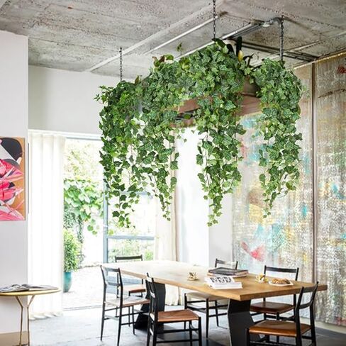 Fake Hanging Plant Greenery Artificial Leaves Garland for Indoor Outdoor House Room Patio Shelf Office Wedding Decor in Saudi Arabia