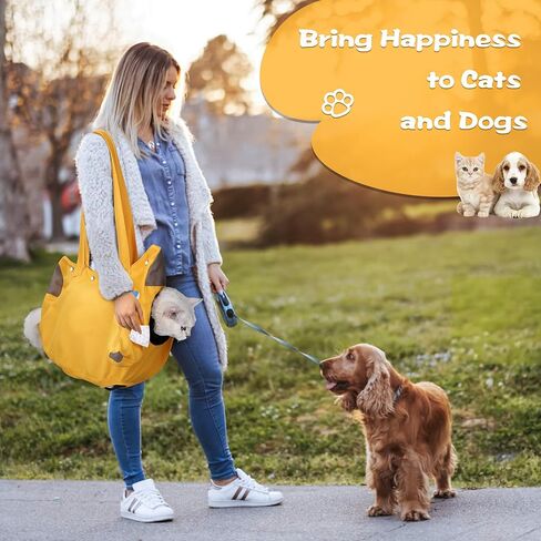 Cat Bag Carrier Sling Cat Carrier Soft Pet Supplies, Hands Free Shoulder Crossbody Cat Dog Carrier Pouch, Color Green Size L Cat Sling Carrier Outdoor Travel for 10-22 lbs in Saudi Arabia
