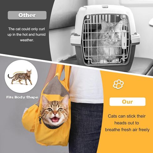 Cat Bag Carrier Sling Cat Carrier Soft Pet Supplies, Hands Free Shoulder Crossbody Cat Dog Carrier Pouch, Color Green Size L Cat Sling Carrier Outdoor Travel for 10-22 lbs in Saudi Arabia
