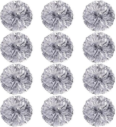 12 عبوة من كرات بوم بومس التشجيعية، زهور يدوية بلاستيكية من رقائق معدنية معدنية، كرات التشجيع للأطفال والمراهقين لعبة كرة الفريق الرياضي، 30.48 سم (أرجواني/فضي) in Kuwait