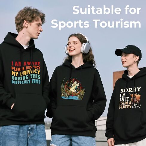 Black Hoodies for Men,Pullover Hoodie for Men,Loose Fit Polyester Pullover Sweatshirt for Men Women,Essentials Hoodie in Saudi Arabia