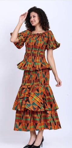African Print Kente Outfit Set in Saudi Arabia