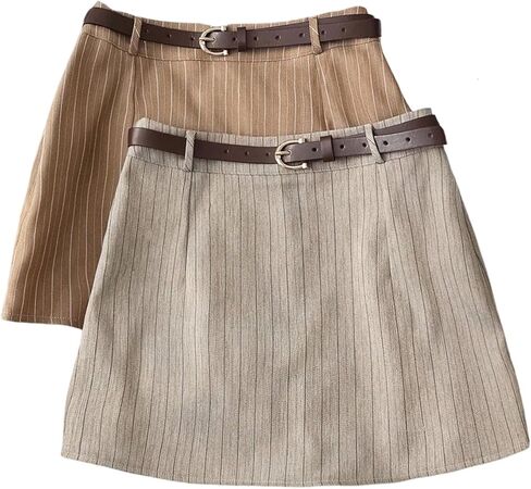 MAKEMECHIC Women's 2 Pack Summer Striped Mini Skirts Shorts High Waisted Skorts Business Casual Outfits in Saudi Arabia