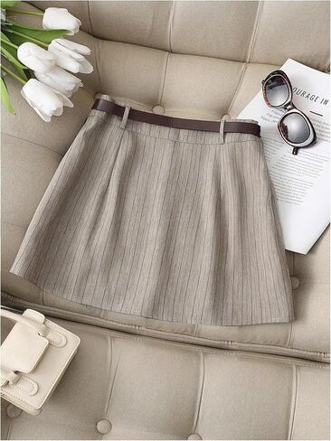 MAKEMECHIC Women's 2 Pack Summer Striped Mini Skirts Shorts High Waisted Skorts Business Casual Outfits in Saudi Arabia