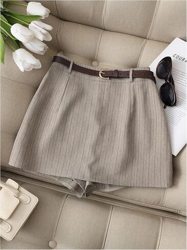 MAKEMECHIC Women's 2 Pack Summer Striped Mini Skirts Shorts High Waisted Skorts Business Casual Outfits in Saudi Arabia