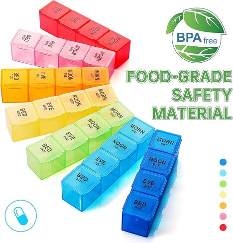 VMVN Pill Organizer, Large Medicine Pill Organizer Box,Weekly Pill Case Container,4 Times a Day Pill Holder 7 Day,for Vitamin Travle Work in Saudi Arabia