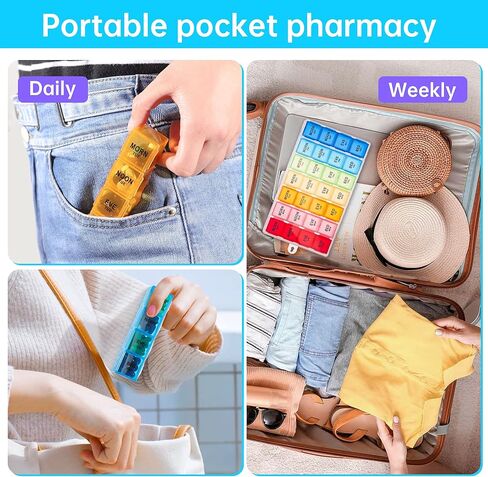 VMVN Pill Organizer, Large Medicine Pill Organizer Box,Weekly Pill Case Container,4 Times a Day Pill Holder 7 Day,for Vitamin Travle Work in Saudi Arabia