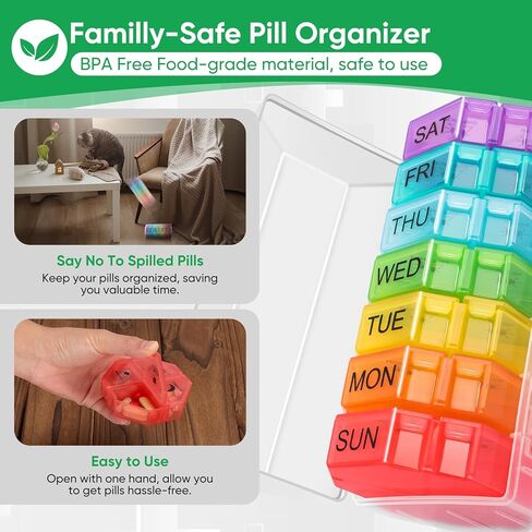 Weekly Pill Organizer 4 Times a Day, 7 Day Travel Pill Box with 28 Large Compartments Daily Pill Case, Portable Pill Container Medicine Organizer Vitamin Holder for Supplement (White) in Saudi Arabia