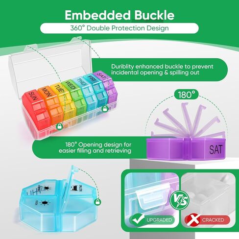 Weekly Pill Organizer 4 Times a Day, 7 Day Travel Pill Box with 28 Large Compartments Daily Pill Case, Portable Pill Container Medicine Organizer Vitamin Holder for Supplement (White) in Saudi Arabia