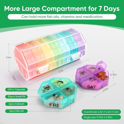 Weekly Pill Organizer 4 Times a Day, 7 Day Travel Pill Box with 28 Large Compartments Daily Pill Case, Portable Pill Container Medicine Organizer Vitamin Holder for Supplement (White) in Saudi Arabia
