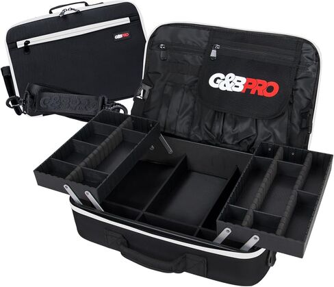 حقيبة G&BPRO Crossbody مع نظام صينية ممتدة | حقيبة سفر للكمبيوتر المحمول الكل في واحد مع مساحات تخزين ومنظم قابلة للتوسيع - أسود مع سحاب أبيض in Kuwait