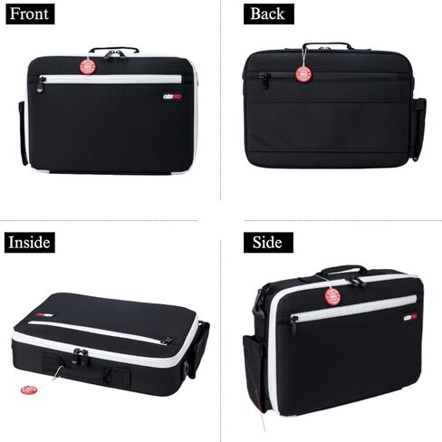حقيبة G&BPRO Crossbody مع نظام صينية ممتدة | حقيبة سفر للكمبيوتر المحمول الكل في واحد مع مساحات تخزين ومنظم قابلة للتوسيع - أسود مع سحاب أبيض in Kuwait