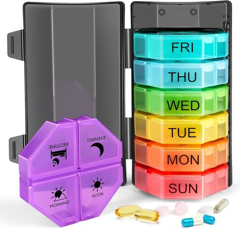 Weekly Pill Organizer 4 Times a Day, 7 Day Travel Pill Box with 28 Large Compartments Daily Pill Case, Portable Pill Container Medicine Organizer Vitamin Holder for Supplement (White) in Saudi Arabia