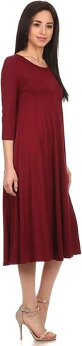 Women's Casual Basic Comfy 3/4 Sleeve Flare A-line Midi Long Maxi Dress(S-3XL) in Saudi Arabia