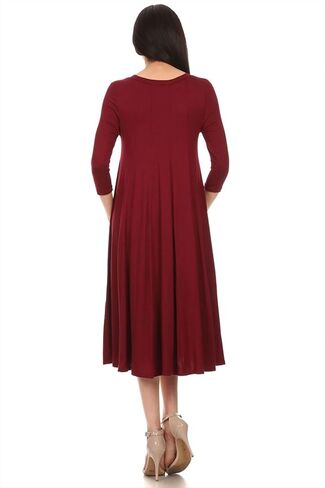 Women's Casual Basic Comfy 3/4 Sleeve Flare A-line Midi Long Maxi Dress(S-3XL) in Saudi Arabia