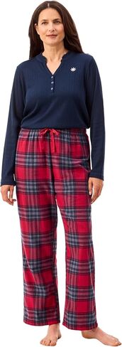 Peace Love & Dreams Martha Stewart Sleepwear | Women’s Henley Flannel Pajama Set | Warm, Cozy and Stylish in Saudi Arabia