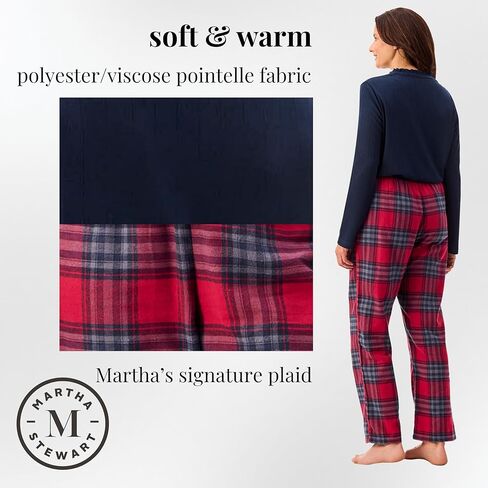 Peace Love & Dreams Martha Stewart Sleepwear | Women’s Henley Flannel Pajama Set | Warm, Cozy and Stylish in Saudi Arabia