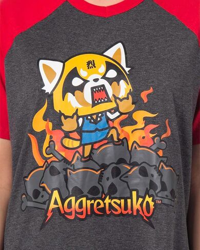 Bioworld Aggretsuko Retsuko Womens' Raging on Skulls Pajama Sleep Shirt Raglan Nightgown in Saudi Arabia