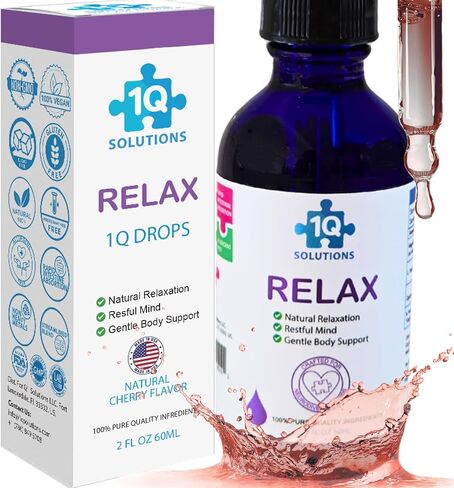 1Q Relax – قطرات سائلة مهدئة للأطفال| جليسينات المغنيسيوم، إل-ثيانين، وإل-جليسين |بدون ميلاتونين، خالي من السكر، نباتي، غير معدّل وراثيًا | استيعاب متقدم | مزاج لطيف، وقت النوم ودعم النوم | 2 أونصة سائلة in Saudi Arabia