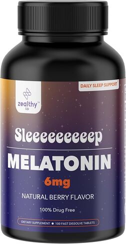 Melatonin 6mg Fast Dissolve Tablets – Natural Berry Flavor, 100 Count – Extra Strength Sleep Support for Adults – Non-Habit Forming, 100-Day Supply | Zealthy Life in Saudi Arabia