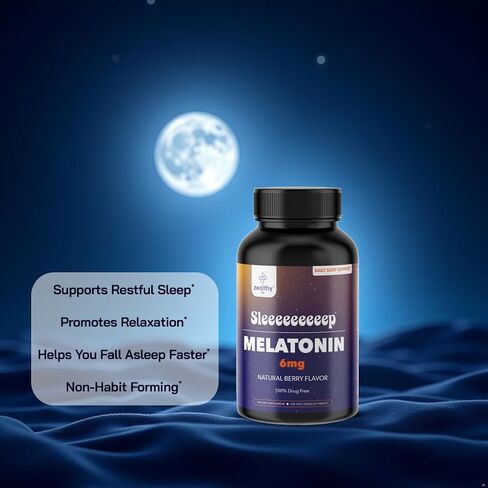 Melatonin 6mg Fast Dissolve Tablets – Natural Berry Flavor, 100 Count – Extra Strength Sleep Support for Adults – Non-Habit Forming, 100-Day Supply | Zealthy Life in Saudi Arabia