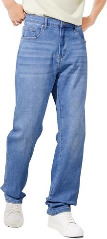 JMIERR Men's Regular Fit Straight Leg Jeans - Classic Casual Stretch Denim Pants for Men with 5 Pockets in Saudi Arabia