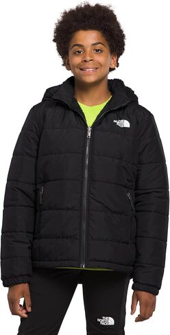 سترة بغطاء للرأس بسحاب كامل من THE NORTH FACE قابلة للعكس (للأطفال الصغار)، نسيج بني مموه، طباعة صغيرة، 4T للأطفال الصغار in Kuwait