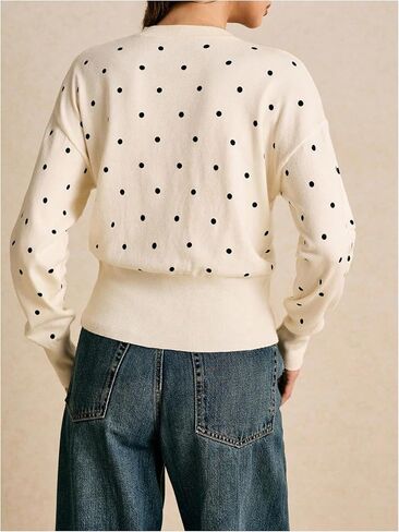 Milumia Women's Polka Dots Button Up Cardigan Open Front Long Sleeve Knit Fall Sweater Tops in Kuwait