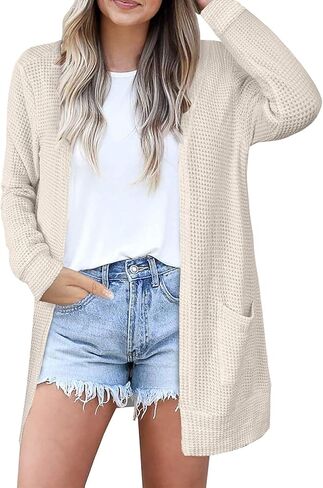Cardigan Sweaters for Women Lightweight Open Front Waffle Knit Cardigans Casual Loose Fall Outfits for Women 2025 in Saudi Arabia