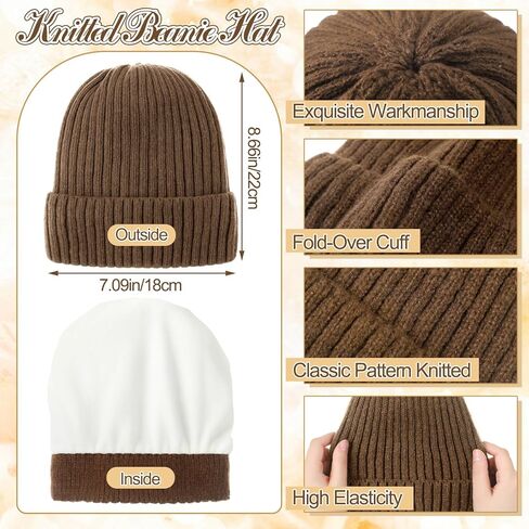 Suhine 24 Pcs/12 Set Winter Beanie Hat Gloves Set for Women Touchscreen Gloves Knitted Hats Fleece Plush Lined Warm Mittens for Women Cold Weather in Saudi Arabia