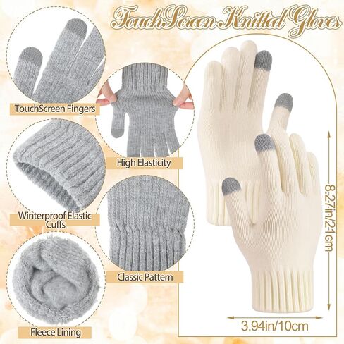 Suhine 24 Pcs/12 Set Winter Beanie Hat Gloves Set for Women Touchscreen Gloves Knitted Hats Fleece Plush Lined Warm Mittens for Women Cold Weather in Saudi Arabia