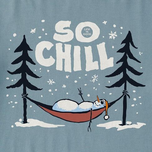 الحياة جيدة. تي شيرت رجالي بأكمام طويلة So Chill Snowman Crusher، أزرق سموكي in Saudi Arabia