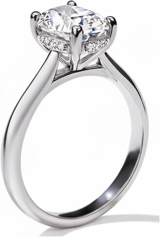 Moissanite Rings for Women Solitaire 2 CT Oval Engagement Ring 925 Sterling Silver Rings with 18k White Gold Plated in Saudi Arabia