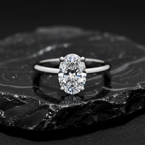 Moissanite Rings for Women Solitaire 2 CT Oval Engagement Ring 925 Sterling Silver Rings with 18k White Gold Plated in Saudi Arabia
