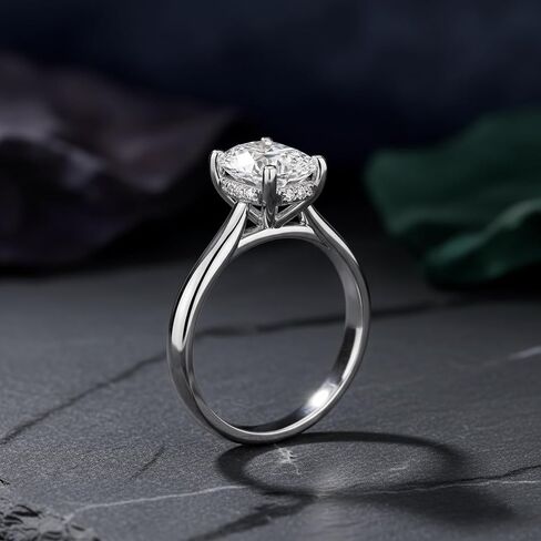 Moissanite Rings for Women Solitaire 2 CT Oval Engagement Ring 925 Sterling Silver Rings with 18k White Gold Plated in Saudi Arabia