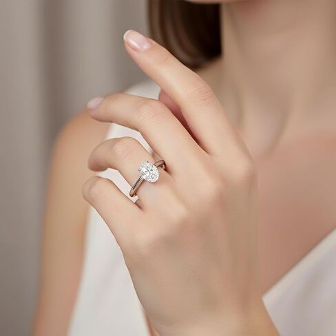 Moissanite Rings for Women Solitaire 2 CT Oval Engagement Ring 925 Sterling Silver Rings with 18k White Gold Plated in Saudi Arabia