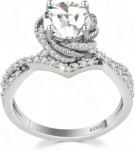 2.5 Carat Twisted Moissanite Engagement Ring for Women Sterling Silver 925, Thick 18K White Gold Plated Tarnish Resistant in Saudi Arabia