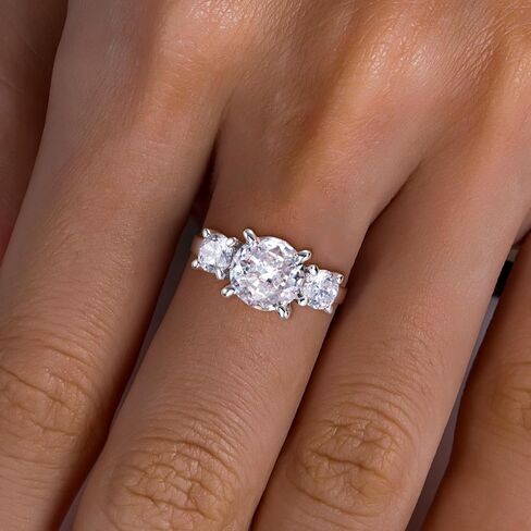 3CT-4CT Cubic Zirconia Engagement Ring Round/Emerald/Triangle Cut 3 Stones/5 Stones CZ Wedding Ring 5A Grade Simulated Diamond Promise Anniversary Ring for Women Size5-9 in Saudi Arabia