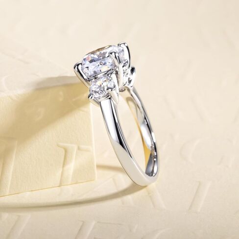 3CT-4CT Cubic Zirconia Engagement Ring Round/Emerald/Triangle Cut 3 Stones/5 Stones CZ Wedding Ring 5A Grade Simulated Diamond Promise Anniversary Ring for Women Size5-9 in Saudi Arabia
