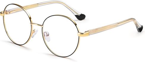 Dollger Blue Light Glasses for Woman Men Fashion Round Circle Black Frame Clear Fake Glasses Blue Light Blocking Glasses in Saudi Arabia