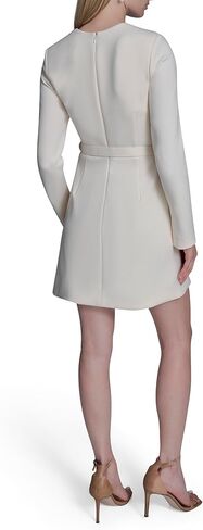 BCBG Womens Long Sleeve Square Neck Belted Structured A-line Mini Dress in Saudi Arabia