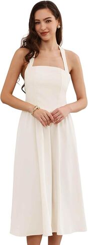 Allegra K Midi Dress for Women's Off Shoulder Halter Corset High Waist Swing Flowy Long Dresses in Saudi Arabia