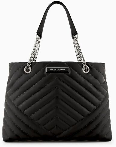 Armani Exchange Women's Victoria Shopping Bag, Black, One size in Saudi Arabia