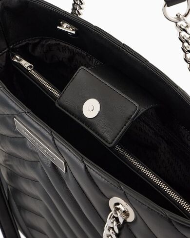 Armani Exchange Women's Victoria Shopping Bag, Black, One size in Saudi Arabia