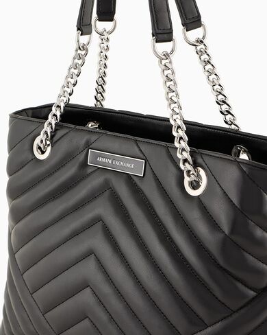 Armani Exchange Women's Victoria Shopping Bag, Black, One size in Saudi Arabia