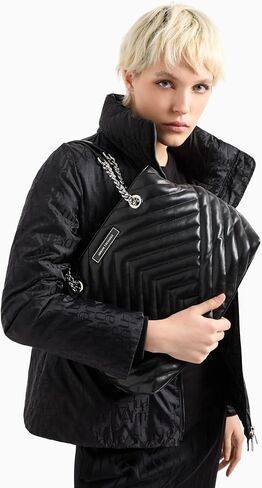 Armani Exchange Women's Victoria Shopping Bag, Black, One size in Saudi Arabia