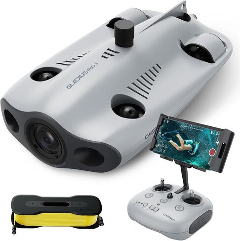 Underwater Drone, Mini S submarine drone with 4K+EIS Image Stabilization Camera for Real-Time Viewing Depth & Temperature Data, Direct-Connect Remote Controller, Dive to 330ft Underwater, Portable ROV in Kuwait